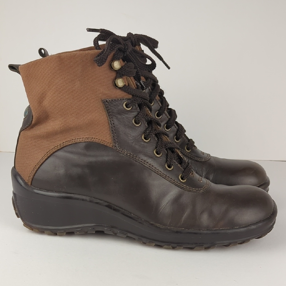 Nicole Brown Lace Up Boots